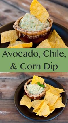 
                    
                        Avocado, Chile, and Corn Dip is a kicked up fancy guacamole that you'll just adore!
                    
                