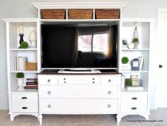 
                    
                        Turning an old dresser and bookshelves into a media center {By the Fancy Farmgirls}
                    
                