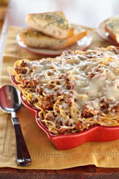 The Deen Brothers "Mama’s Spaghetti Casserole with Baked Garlic Herb Bread" ~ Deen Bros Recipe