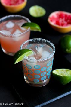 Pink Grapefruit Margarita Recipe...A fantastic cocktail made with fresh juice. 266 calories and 4 Weight Watcher Points