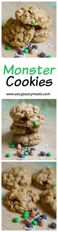 
                    
                        Peanut butter, M&M's, chips, and so much more, these monster cookies are SCARY GOOD! And easy to make! - Eazy Peazy Mealz
                    
                