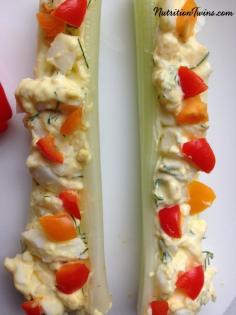 
                    
                        Bell Pepper and Egg Salad Stuffed Celery | Sweet, Crunchy, Satisfying | Only 34 Calories | Super Easy to Make| Made with Greek Yogurt and Eggland's Best   .client  | For MORE RECIPES, fitness & nutrition tips please SIGN UP for our FREE NEWSLETTER www.NutritionTwin...
                    
                