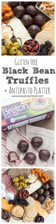 
                    
                        A savory black bean truffle made with gluten free Breton crackers; a unique and fun way to spice up an antipasto platter. #BretonGlutenFree #ad - Eazy Peazy Mealz
                    
                