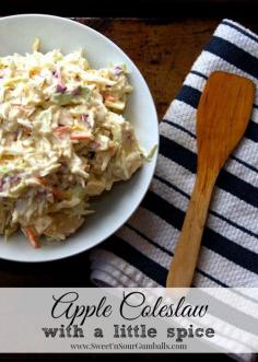 
                    
                        Apple Coleslaw with a Little Spice perfect for a Memorial Day cookout. Sweet'n Sour Gumballs
                    
                