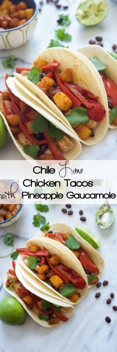 
                    
                        Spicy and citrus Chile Lime Chicken Tacos with Pineapple Guacamole are easy to make and topped with creamy avocado they are the perfect quic...
                    
                