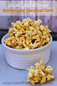 
                    
                        Looking for a sweet and tasty treat to nibble on? This soft homemade caramel corn is just the snack- soft, chewy and full of the caramel flavor you love.
                    
                