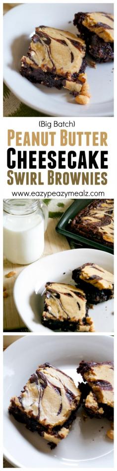 
                    
                        Peanut butter cheesecake swirled into rich brownies to make a HUGE tray for a real CROWD PLEASER! These brownies rock. - Eazy Peazy Mealz
                    
                