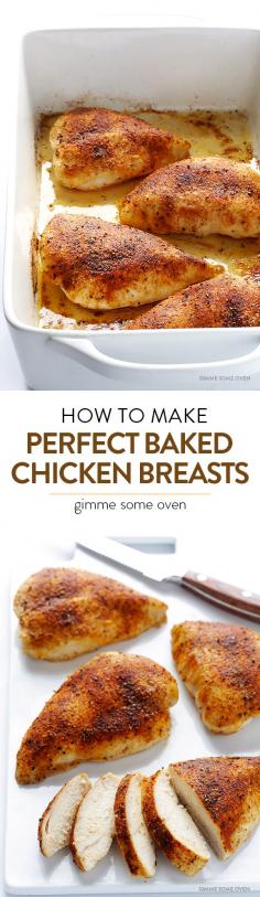 
                    
                        Learn how to make a PERFECT baked chicken breast with this delicious, juicy, tender, and fool-proof recipe! | gimmesomeoven.com
                    
                