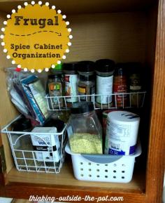 
                    
                        Frugal Spice Cabinet Organization
                    
                