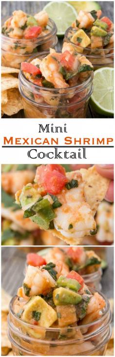 
                    
                        This is one cocktail we can all enjoy! Mini Mexican Shrimp Cocktails are so delicious you won't just stop at the first chip.
                    
                