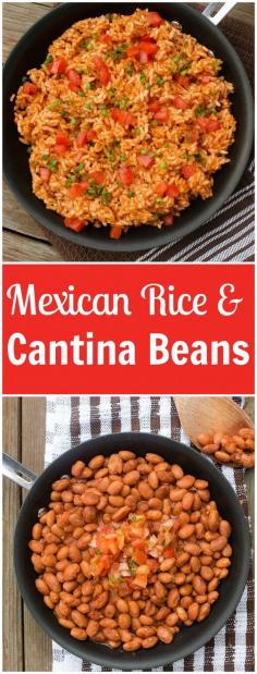 
                    
                        The very best mexican rice with a secret ingredient and cantina pinto beans that are quick and easy to make.
                    
                