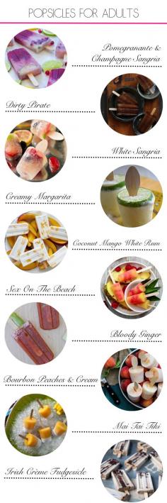 10 adult popsicle recipes for the weekend; alcoholic popsicles; poptails - I have Popsicle molds I can bring too