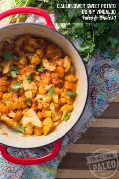 
                    
                        Super easy Cauliflower Sweet Potato Curry Vindaloo recipe from Stupid Easy Paleo is Paleo and gluten-free. Makes a great dinner side dish!
                    
                