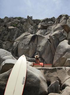 
                    
                        Rocky Outcrop at Hotel Escondido in Mexico, Sunbathing Lounge and Surfboard, Remodelista
                    
                