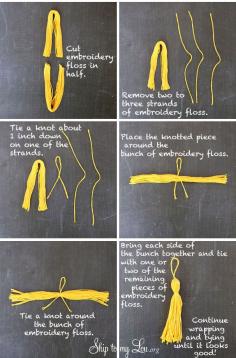 
                    
                        How to make a tassel. This would be cute attached to a graduation gift. #grad #DIY #tassel skiptomylou.org
                    
                