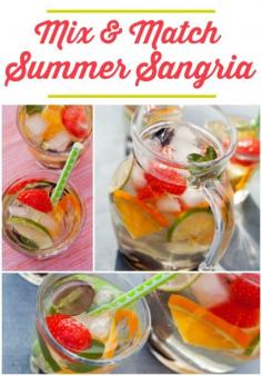 
                    
                        Mix & Match Summer Sangria Recipe for easy Summer entertaining. Beverage Recipes for Summer.
                    
                