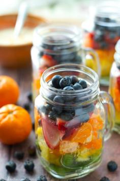 
                    
                        Take your fruit salad along to those summer picnics the easy way......layered rainbow-style in a pretty jar with a tangy citrus yogurt dressing! Sarah | Whole and Heavenly Oven
                    
                