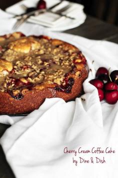 
                    
                        Cherry Cream Coffee Cake - dineanddish.net
                    
                