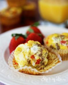 
                    
                        Quick and easy breakfast on the go (make ahead): sausage muffin egg cups. #recipe #eggs skiptomylou.org
                    
                
