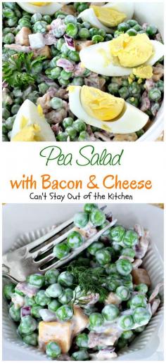 
                    
                        Pea Salad with Bacon and Cheese | Can't Stay Out of the Kitchen | great potluck #salad with #peas #bacon #cheese and #hard-boiledeggs. #glutenfree
                    
                