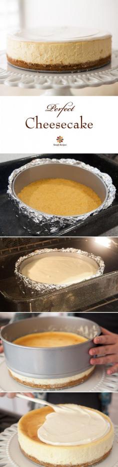 
                    
                        Perfect Cheesecake ~ Beautiful, classic cheesecake, tangy and sweet, with a velvety smooth and rich texture. ~ SimplyRecipes.com
                    
                