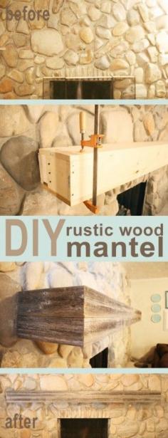 DIY rustic wood mantel -- for living room?