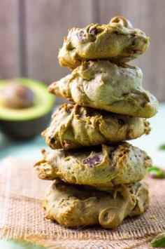 
                    
                        Avocado Cookies with Chocolate Chips & Pistachios. The avocado in these cookies makes them so moist and fluffy! It also gives them a nice green tint!
                    
                