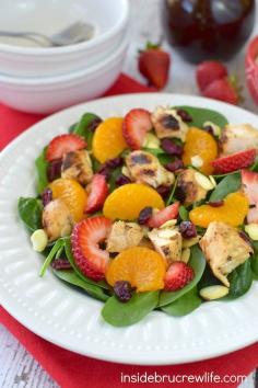 
                    
                        Strawberries, oranges, nuts, and cheese makes this a delicious and healthy meal. It will have you wanting salad again!
                    
                