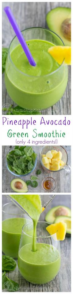 
                    
                        This pineapple avocado green smoothie is delicious, nutritious, energy boosting and good till the last drop natashaskitchen
                    
                