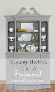 
                    
                        Wondering how to get that professional look for your decorative shelves? Simple ways to Style Shelves Like A Pro - Dandelion Patina
                    
                