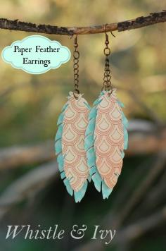 DIY Paper Feather Earrings