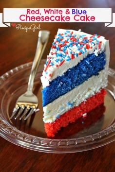 Red, White  Blue Cheesecake Cake Recipe