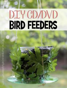 make birdfeeders from cd dvds plastic cups, outdoor living