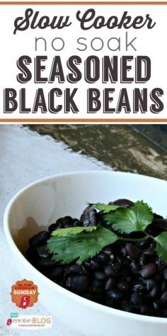 
                    
                        Slow Cooker Seasoned Black Beans No soak | Just say no to beans in a can! See more slow cooker recipes on TodaysCreativeLif...
                    
                