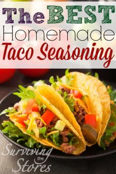 Great homemade tacto seasoning ever! It tastes so much better than anything you can find in the store and there are no extra chemicals added either!