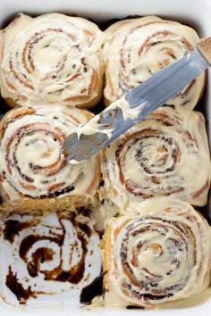 Coffee Cinnamon Rolls | Cinnamon rolls with a hint of coffee smothered in coffee cream cheese frosting
