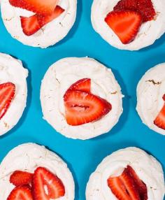 
                    
                        mini graham cracker pavlovas with whipped sour cream and strawberries
                    
                