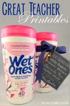 Great Teacher Printables | Attach to a canister of Wet Ones and it makes a great Teacher Gift #ad #wetones