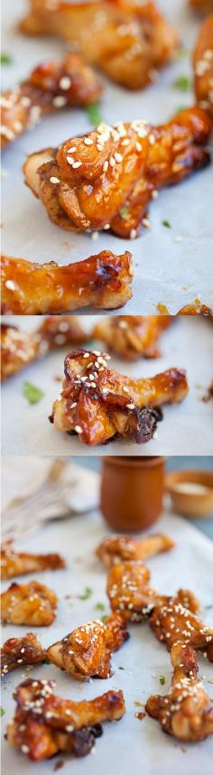 Honey Soy Chicken Wings – sweet and sticky wings with honey and soy sauce glaze and baked in oven. Quick and no-fuss everyday recipe! | rasamalaysia.com