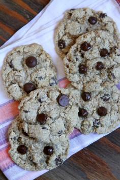 
                    
                        Easy, healthy recipe for Flourless Chocolate Chip Cookies: made with coconut oil, oats and other goodies.  Just 75 calories per cookie.  So good!!
                    
                