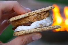 Peanut Butter Cookie Dough Filled S’mores - definitely not a healthy dessert but love the idea!