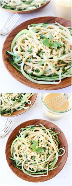 
                    
                        Cucumber Noodles with Peanut Sauce Recipe on twopeasandtheirpo... Love these healthy noodles and the peanut sauce is amazing!
                    
                