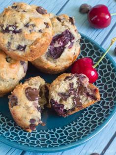 Get your day off to a delicious start with these luscious muffins loaded with cherries and chocolate chips!