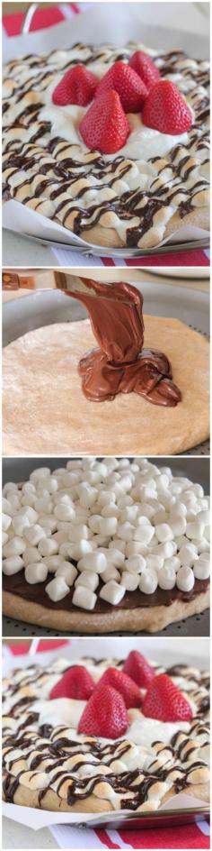 Nutella Smores Dessert Pizza with Homemade Graham Cracker Crust