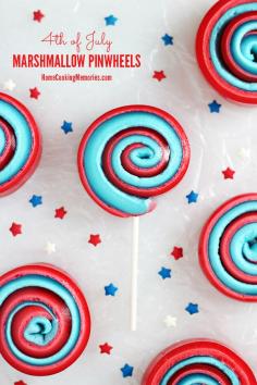 4th of July Marshmallow Pinwheels - a simple & festive sweet treat-on-a-stick that kids will love!  #12Bloggers #4thofJuly