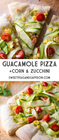 
                    
                        Guacamole Pizza with Corn & Guacamole | sweetpeasandsaffr... Denise | Sweet Peas & Saffron
                    
                