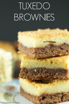 Fudgy rich chocolate brownies are topped with a layer of soft white chocolate blondies