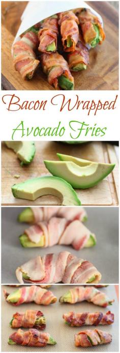 
                    
                        Bacon Wrapped Avocado Fries. This makes a great appetizer, game day snack, or party food!
                    
                