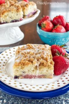 
                    
                        Triple Berry Coffee Cake with Brown Sugar Streusel and Almond Glaze - Holy Amazing!!!!
                    
                