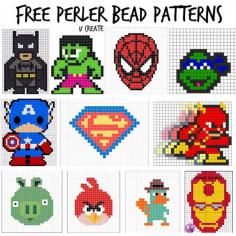 Free Perler Bead Patterns - boy themes! u-createcrafts.com